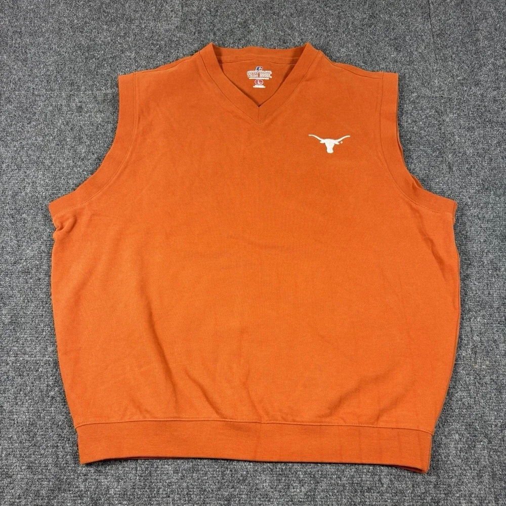 University Of Texas Longhorns UT Sz L Orange Logo Vest Mens NCAA Football